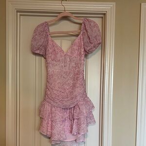 Elegant Pink Floral Mini Dress